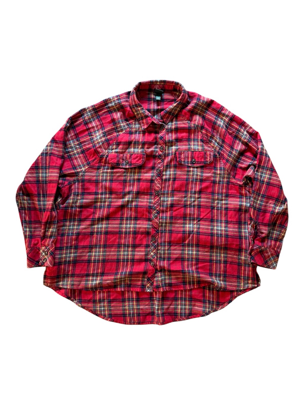 Wild Fable Red Oversized Plaid Flannal Button-Up Shirt W/ Pockets Xl